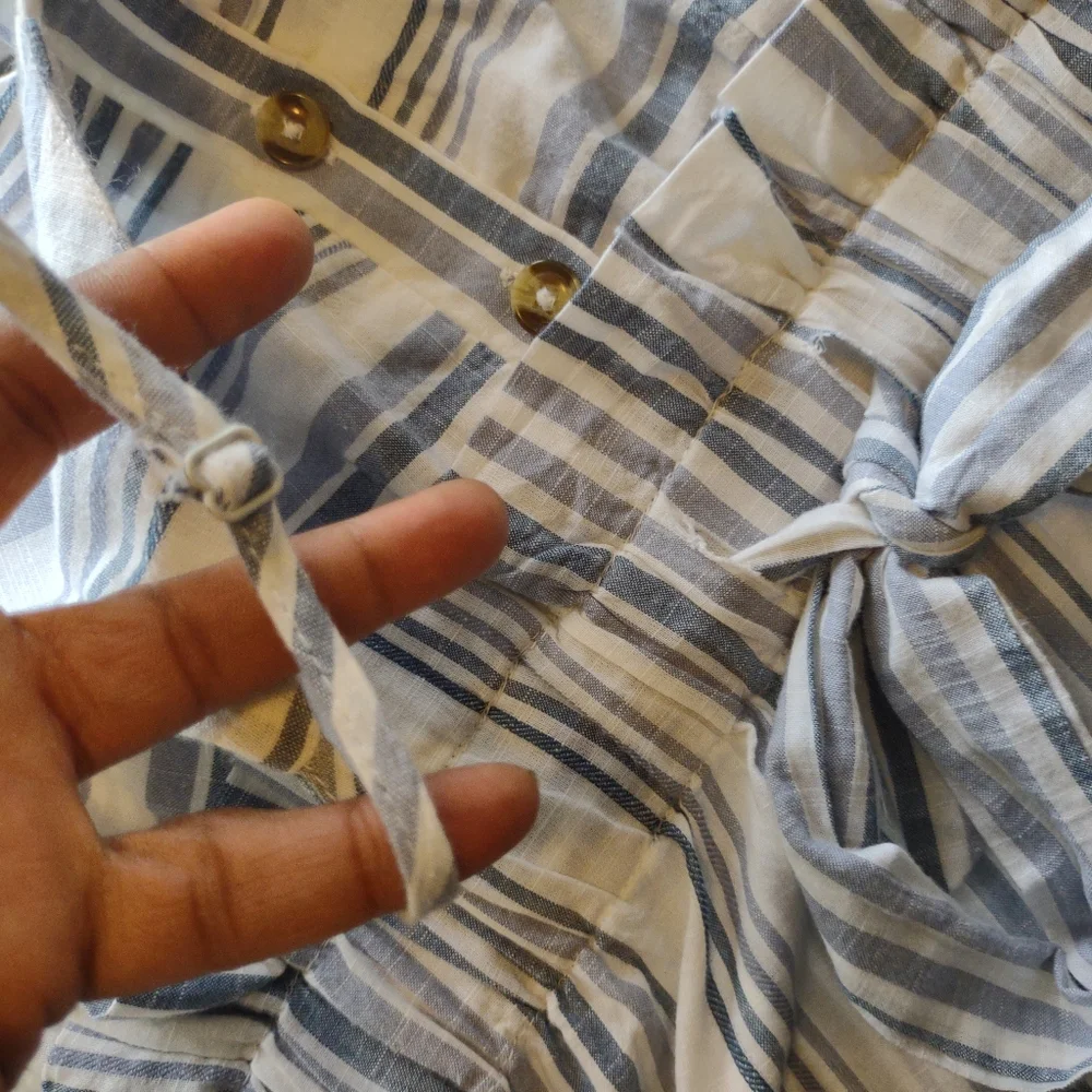 Japna Blue & White Striped Spaghetti Strap Dress Size M - Picture 7 of 11